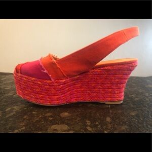 Castaner Fushia/Orange Frayed Edge Espadrilles
